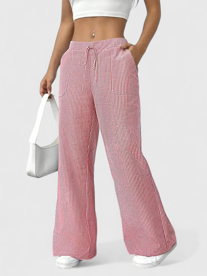 Damen Elegante Weite Hose mit Kordelzug