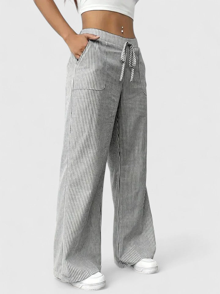 Damen Elegante Weite Hose mit Kordelzug