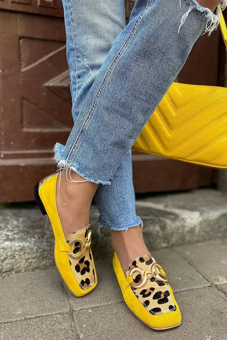 Damen Elegante Loafers mit Animal-Print
