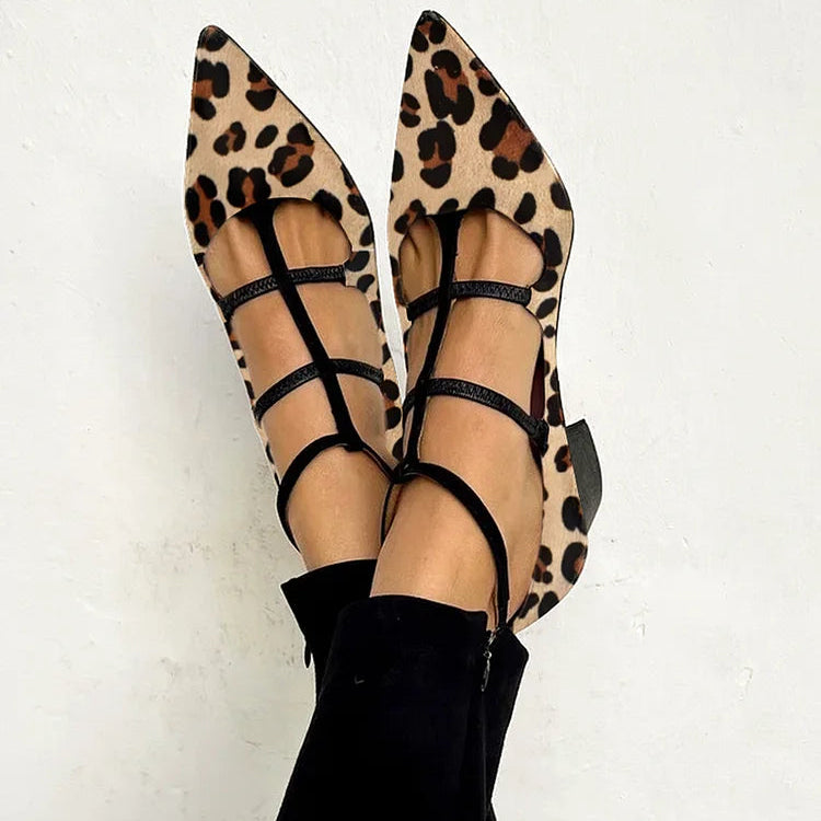 Damen Elegante Absatzschuhe mit Leoparden-Riemen
