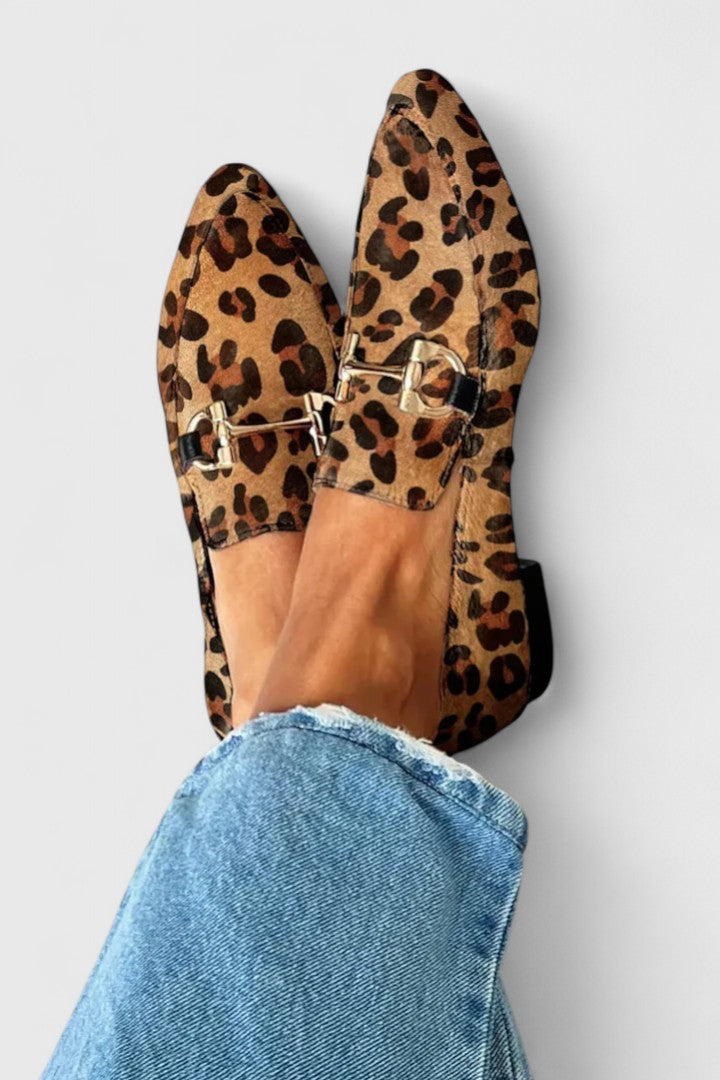 Damen Elegante Loafers mit Leopardenmuster