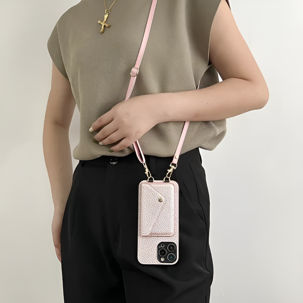 Telefonhülle mit Schlüsselband und Kartenhalter