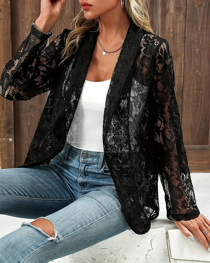 Eleganter Blazer mit Spitzenbesatz