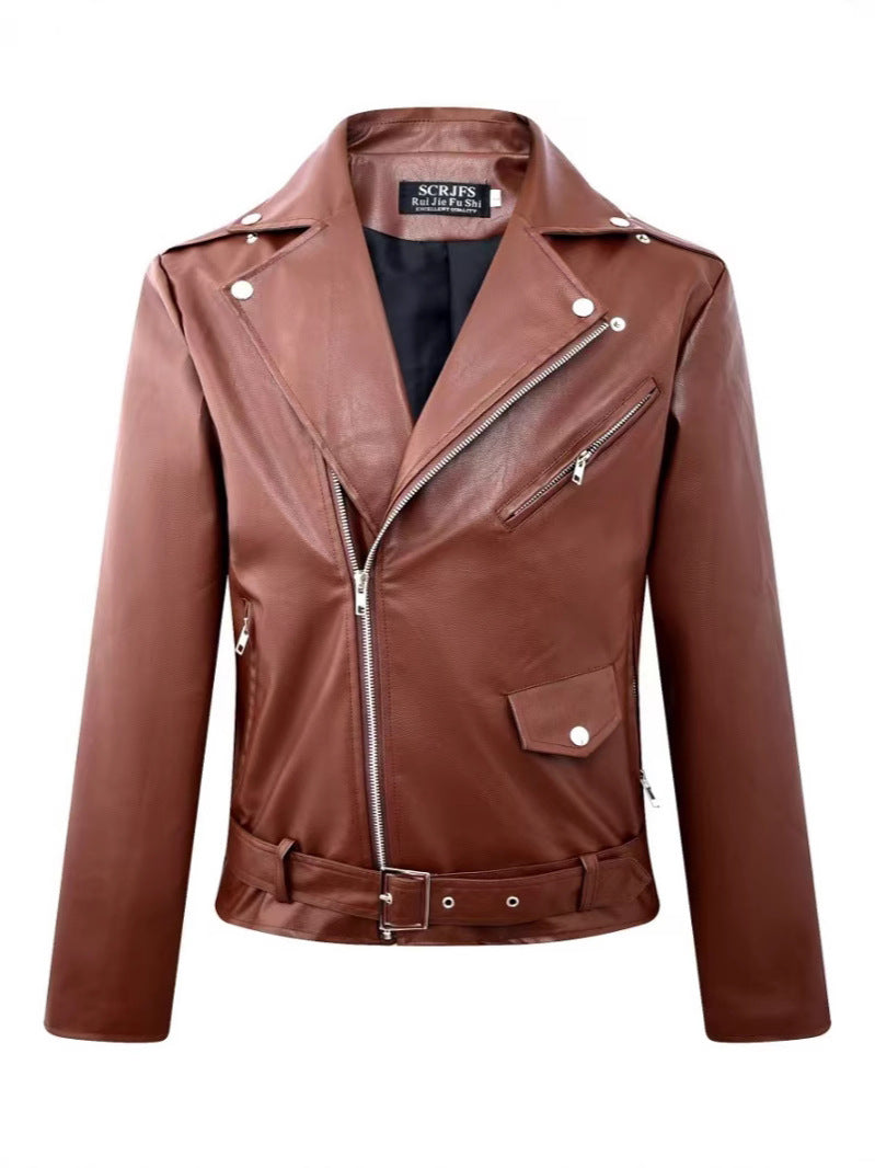 Herren-Motorradjacke mit Stehkragen