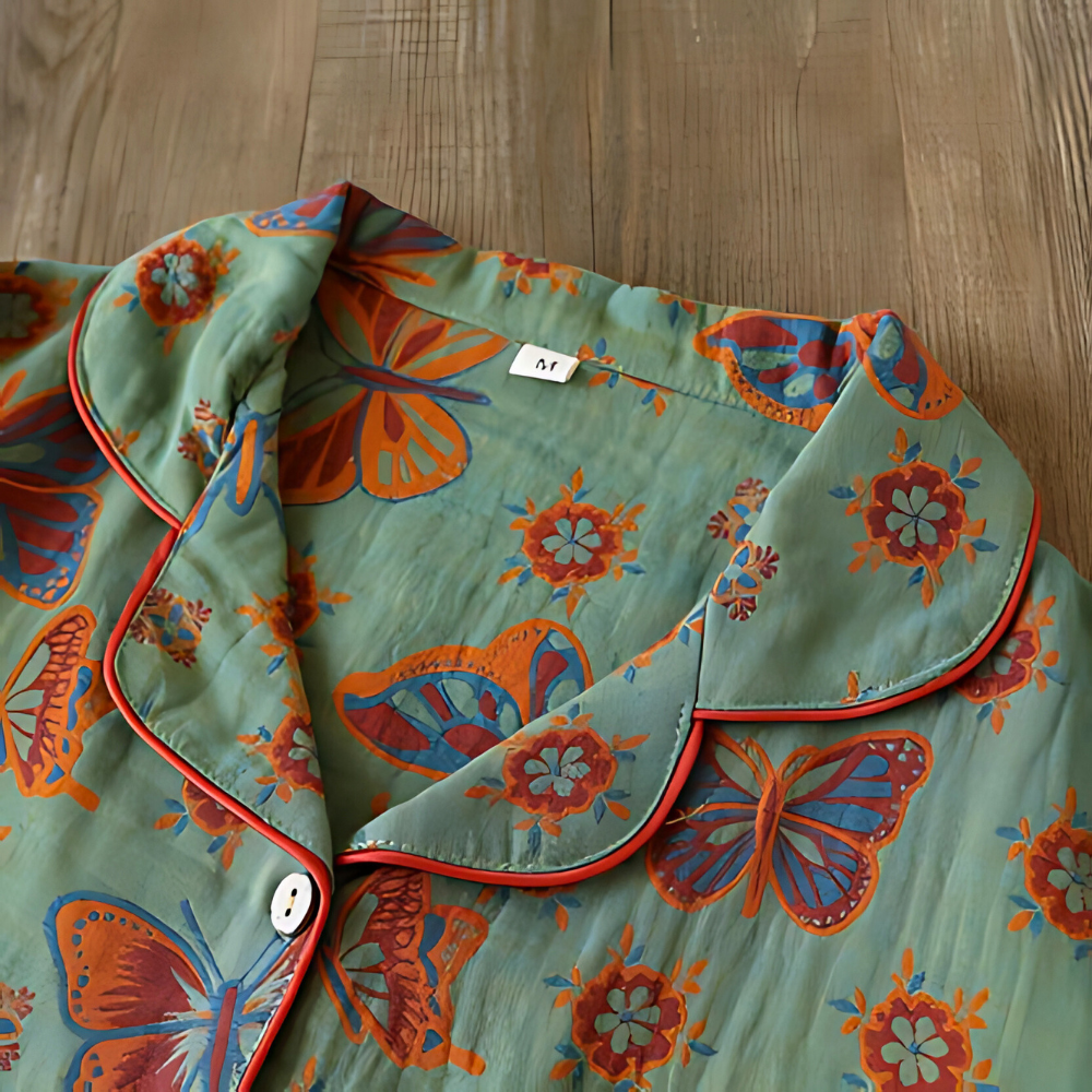2-teilige Loungewear aus Baumwolle mit Schmetterlingsdruck