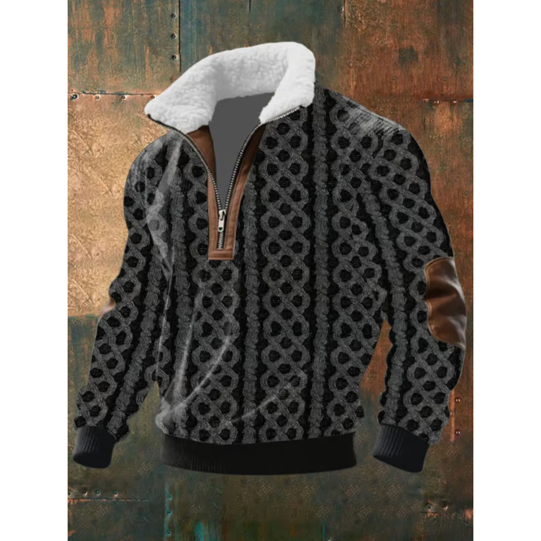 Herren Eleganter Fleecepullover mit Hohem Kragen