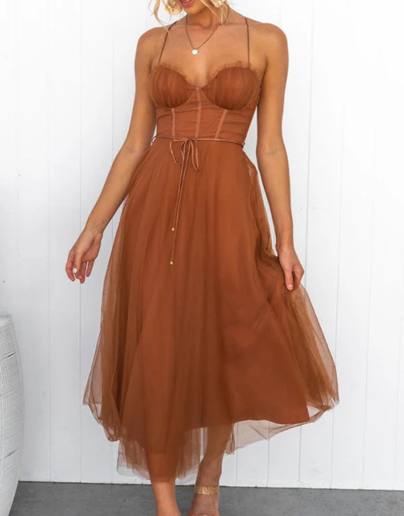 Leichtes ärmelloses Maxikleid mit V-Ausschnitt für Damen