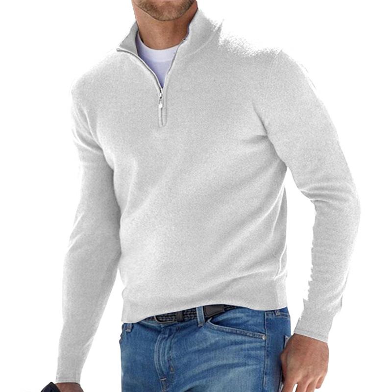 Emil Pullover mit Halbem Reißverschluss und Rippstruktur