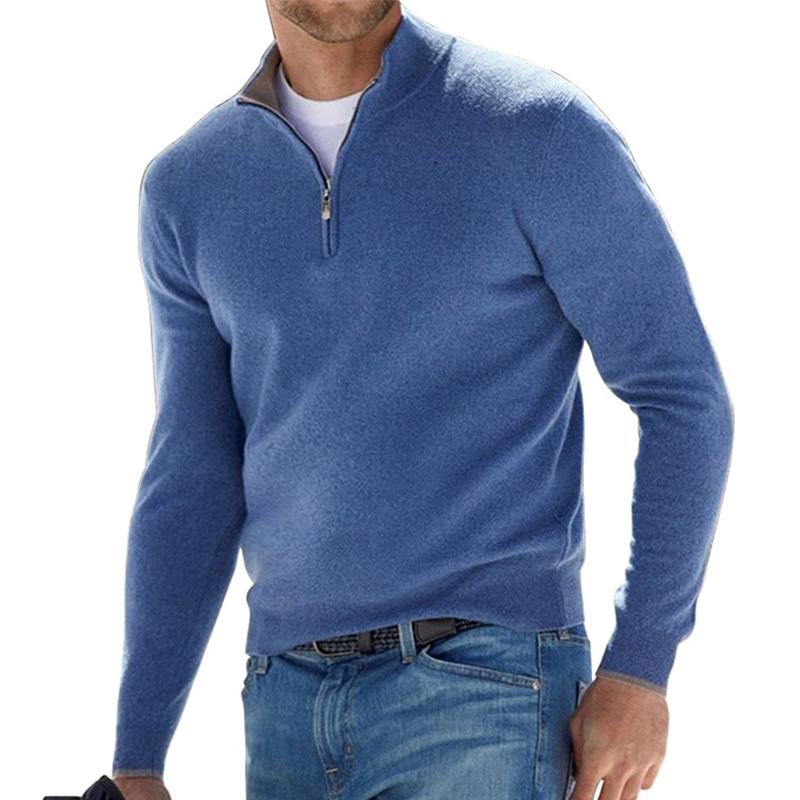 Emil Pullover mit Halbem Reißverschluss und Rippstruktur