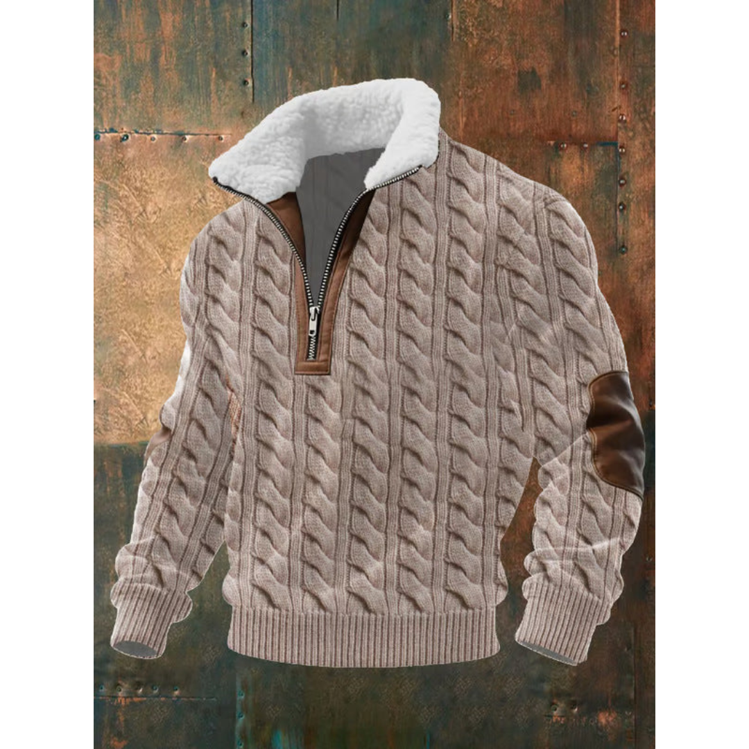 Herren Eleganter Fleecepullover mit Hohem Kragen