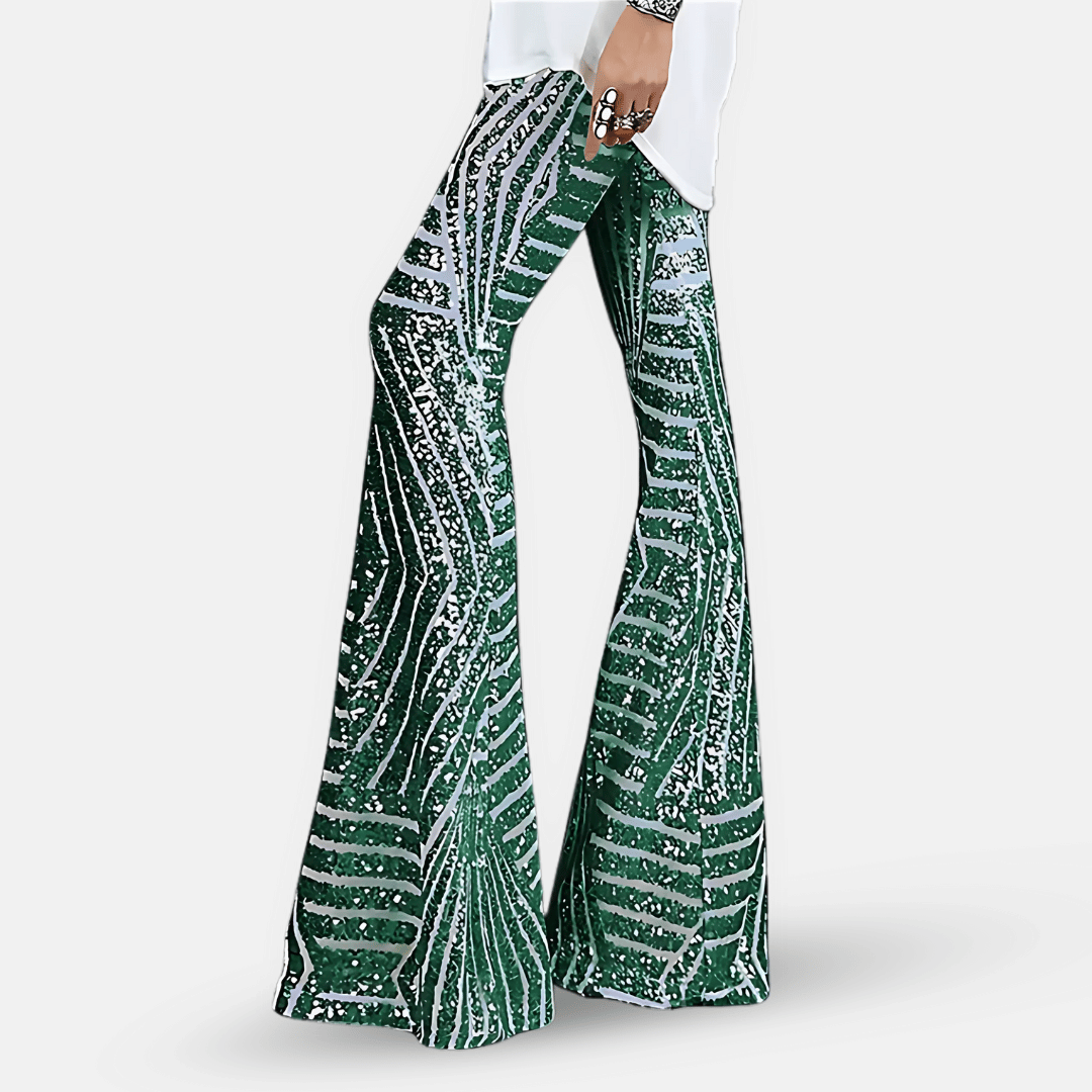 Schlaghose mit Pailletten und hoher Taille für Damen