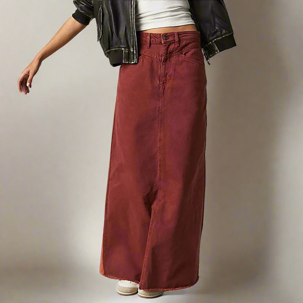 Jeansrock mit hoher Taille und gerader Passform
