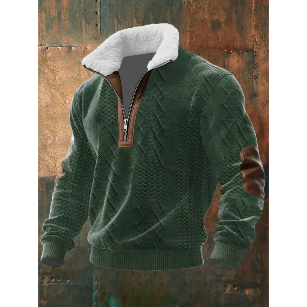 Herren Eleganter Fleecepullover mit Hohem Kragen