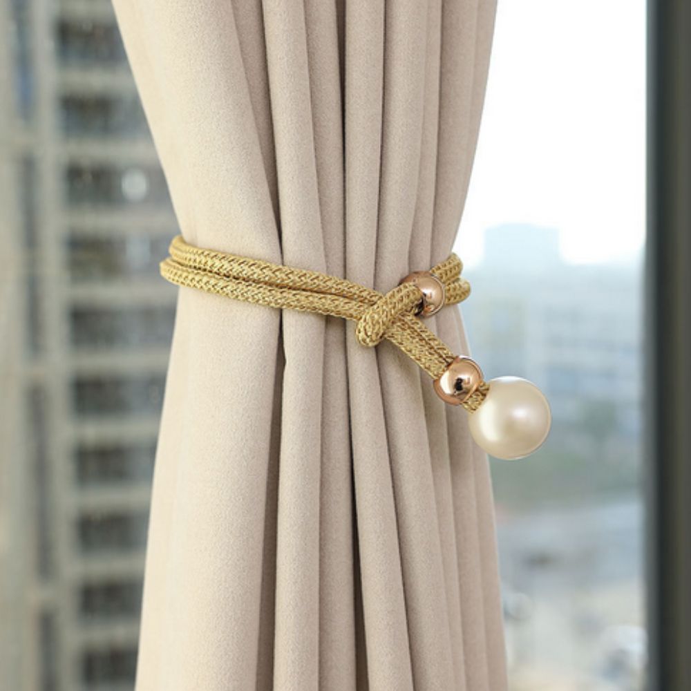 Glänzendes, elegantes 2-teiliges Set mit Perlenvorhang-Raffhalter