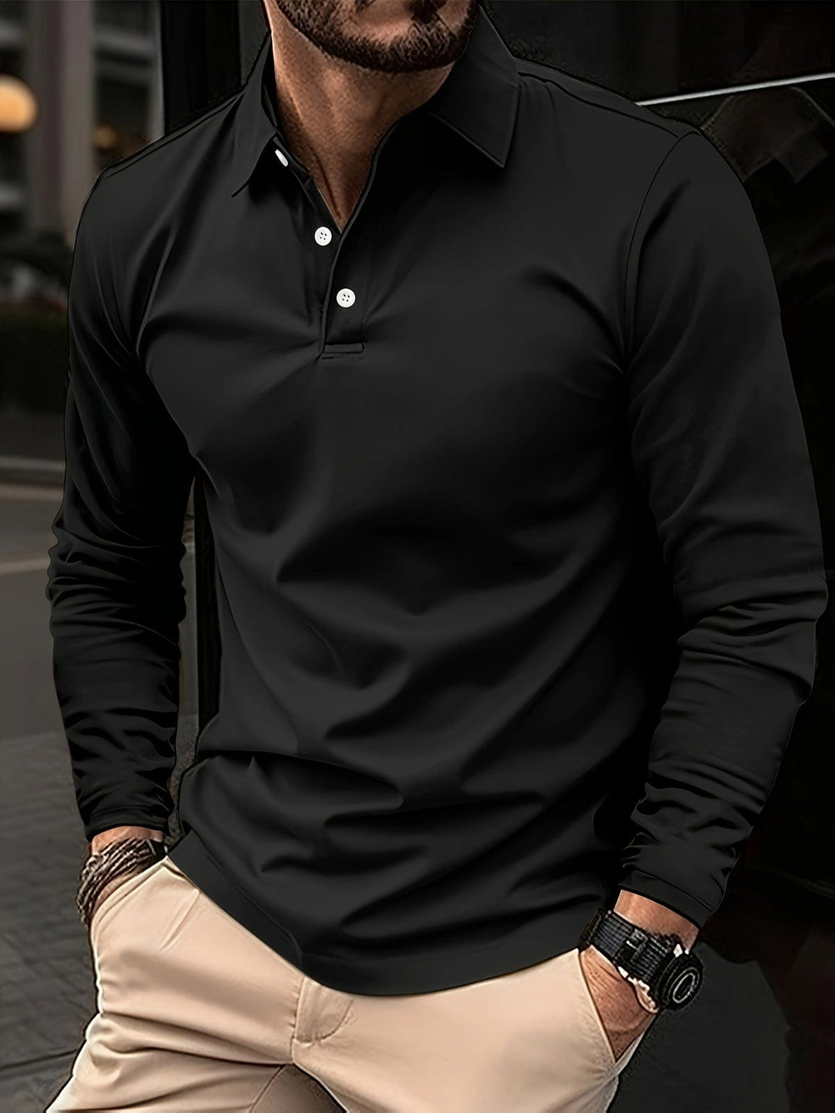 Herren Polo mit langen Ärmeln