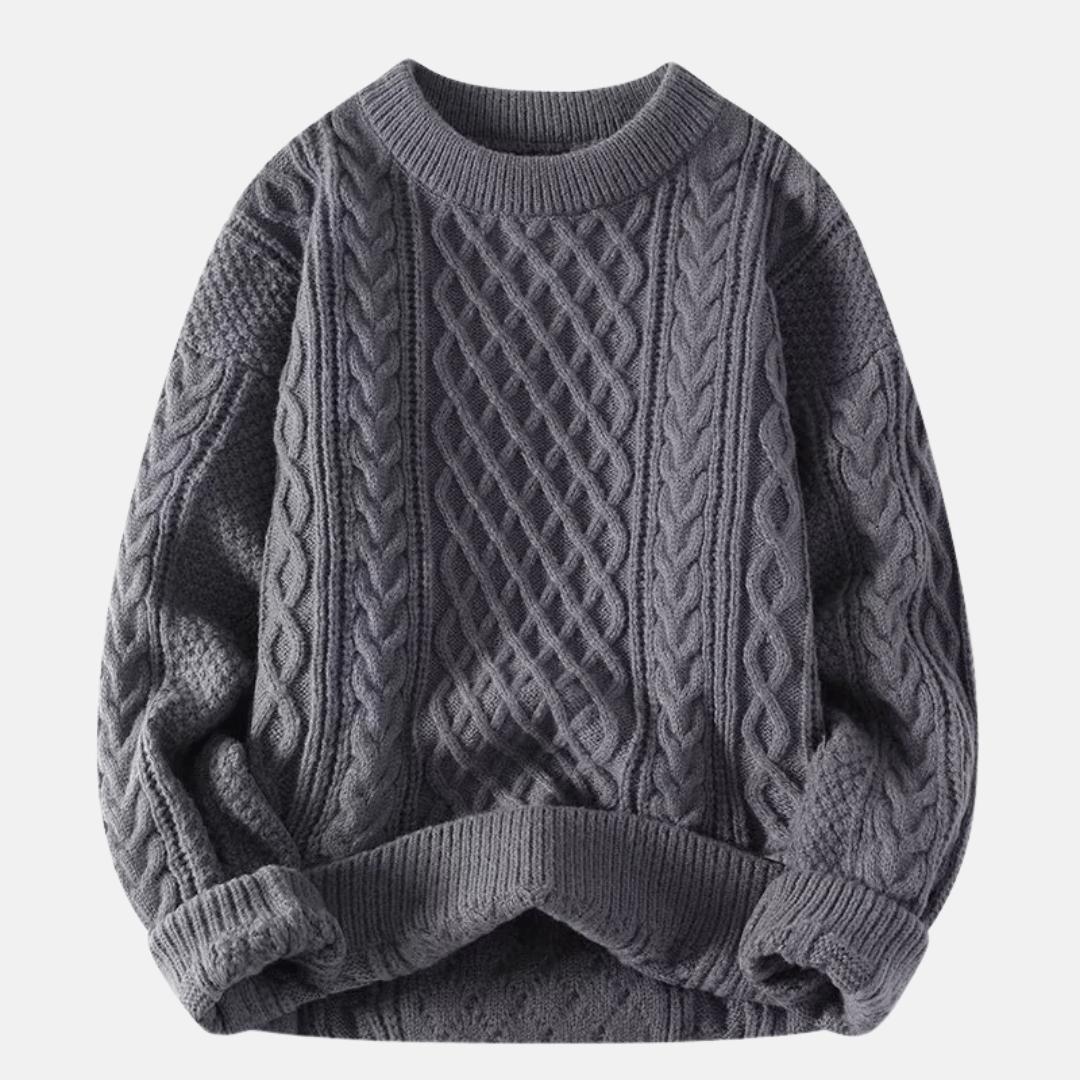Einfarbiger gestrickter Winterpullover für Herren