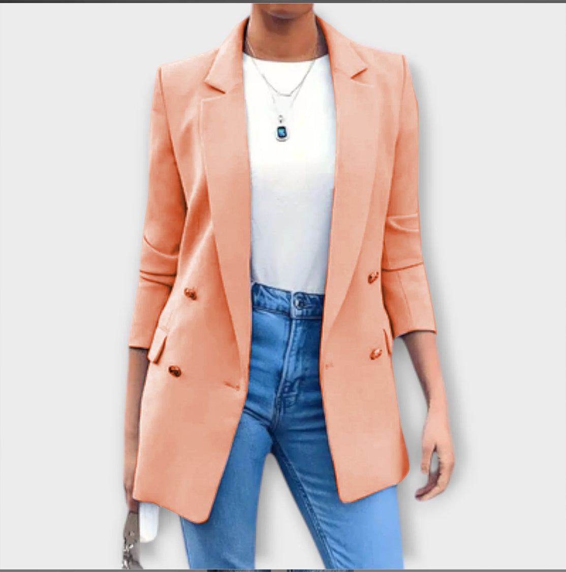Damen Elegante Lange Jacke mit Reißverschluss