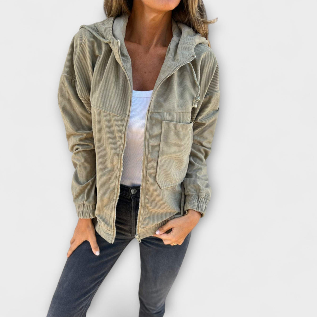 Damen Jacke mit Kapuze und Reißverschluss