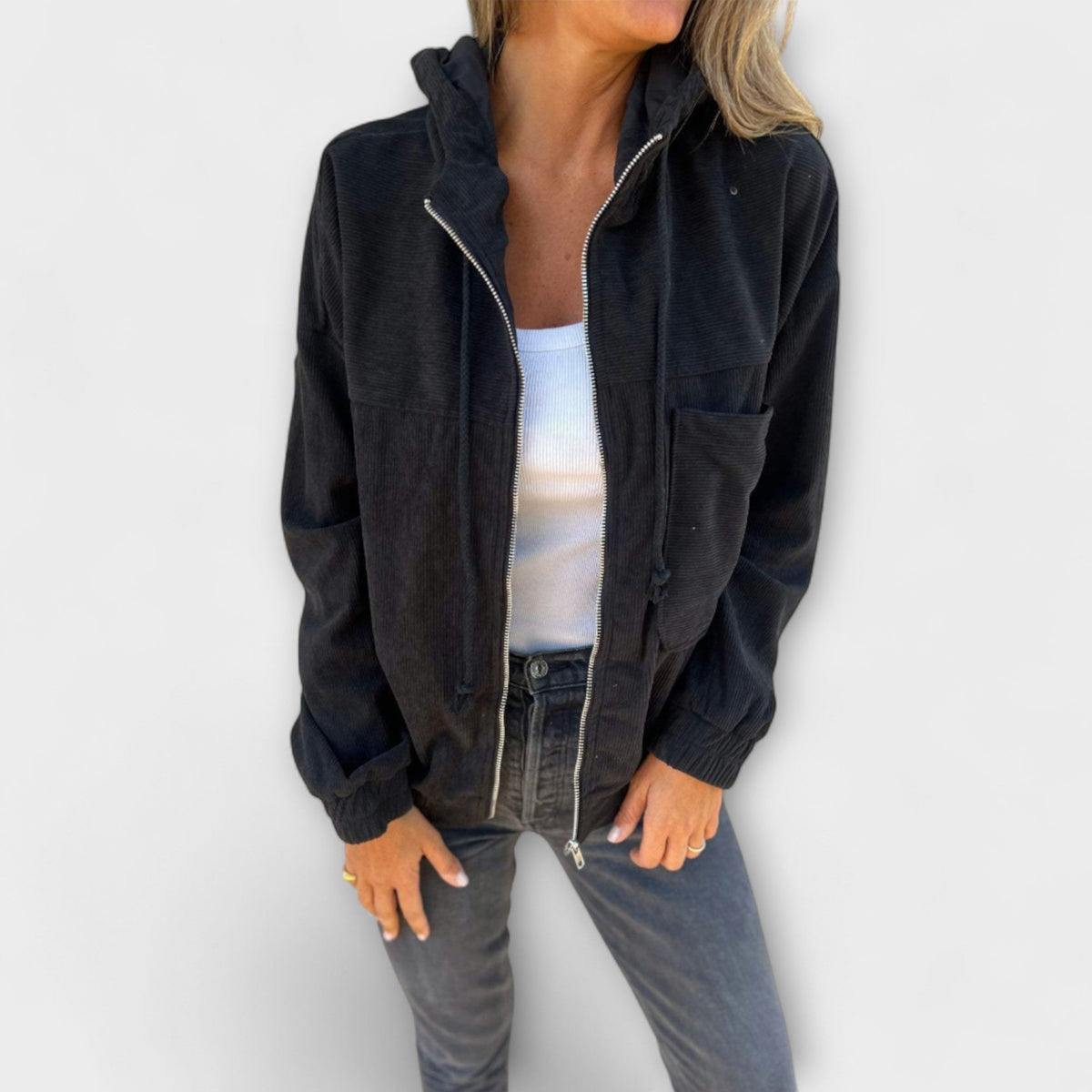 Damen Jacke mit Kapuze und Reißverschluss