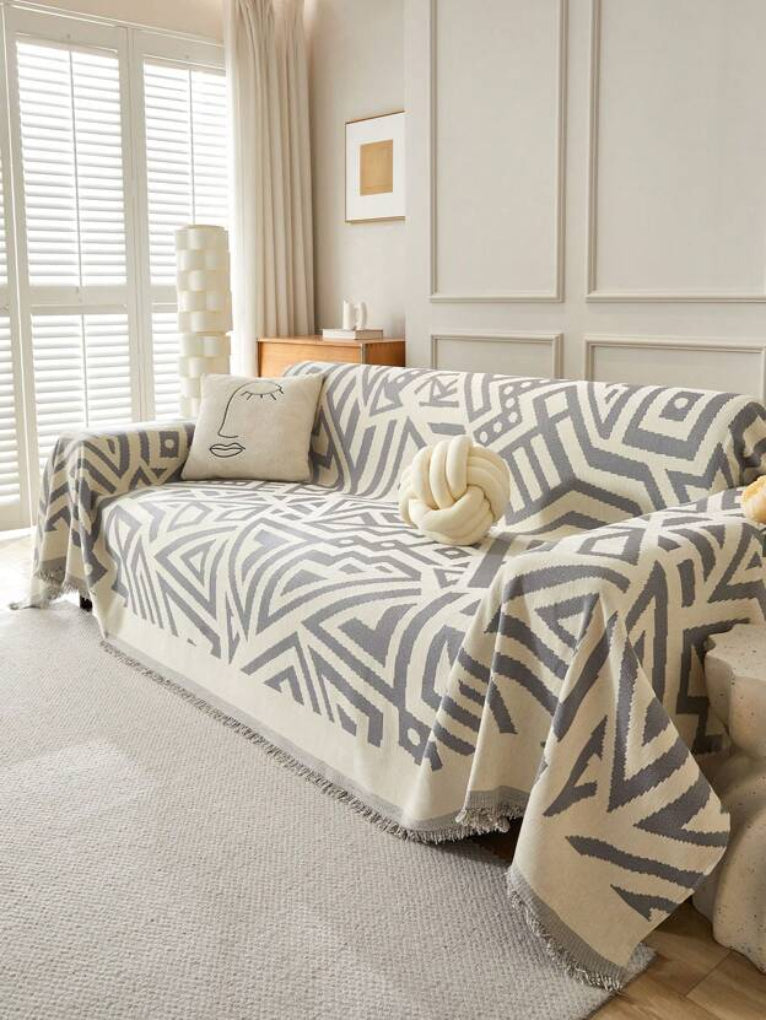 Chenille-Sofahandtuch im Bohème-Stil