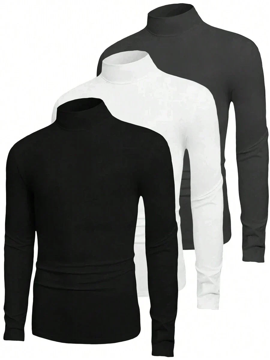 Herren Klassische Rollkragenpullover im 3er-Set