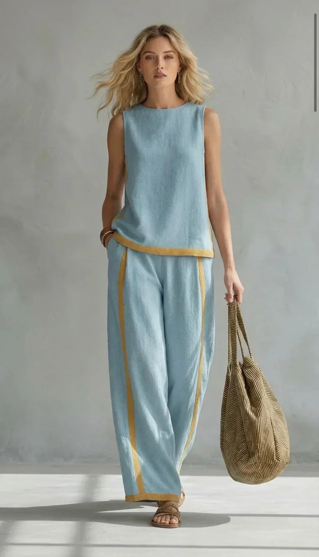 Damen Elegantes Strickjacken-Set mit Zweifarbigen Details