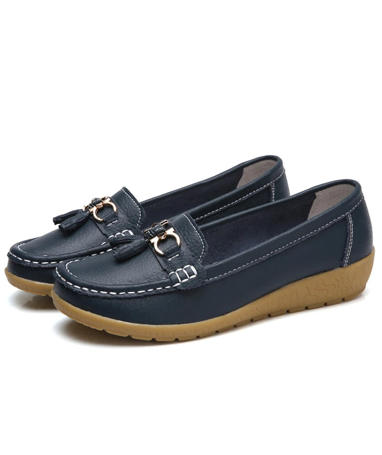 Leder-Ballerinas mit Cut-Outs für Damen