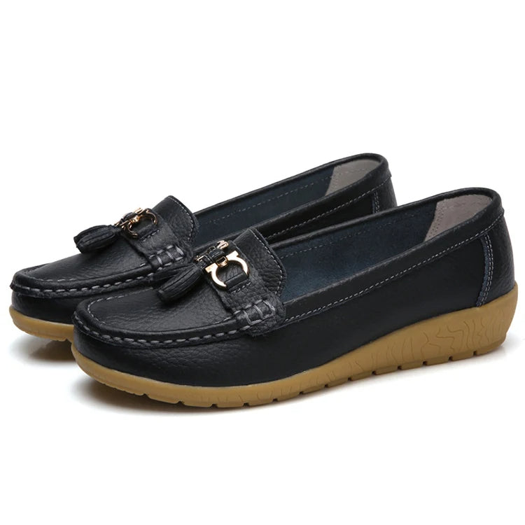 Leder-Ballerinas mit Cut-Outs für Damen