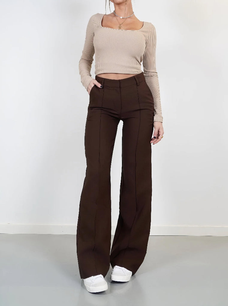 Damenhose mit hoher Taille und weitem Bein