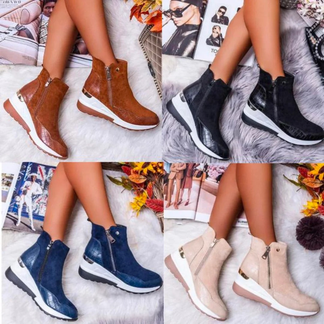 Orthopädische halbhohe Leder-Stiefeletten für Damen