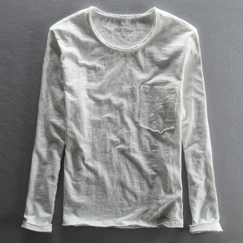 Langarmshirt aus Vintage-Baumwolle mit Rundhalsausschnitt