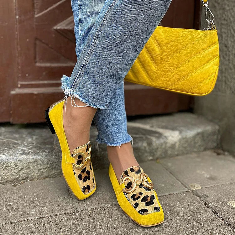 Damen Elegante Loafers mit Animal-Print