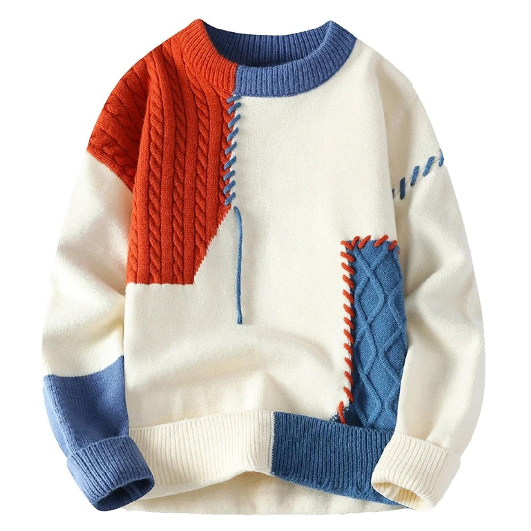 Herren Eleganter Pullover mit Patchwork-Design