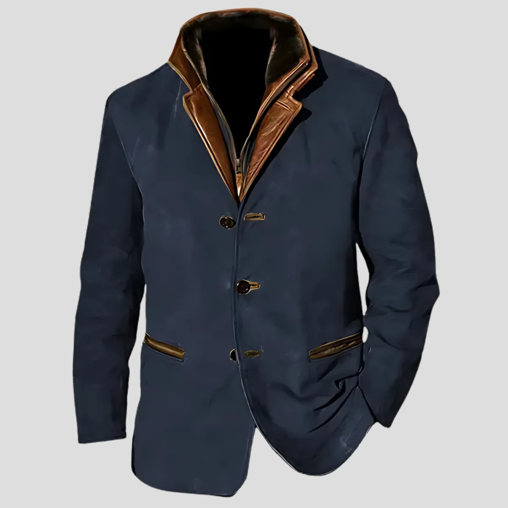 Herrenjacke mit Retro-Kontrastkragen