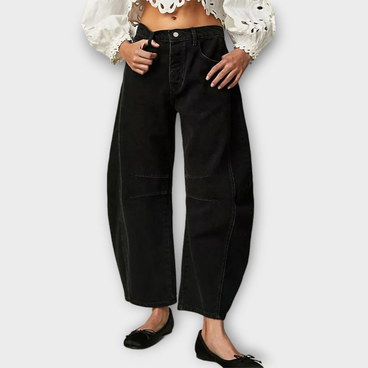 Damen Elegante Komfort-Jeans mit Weitem Bein