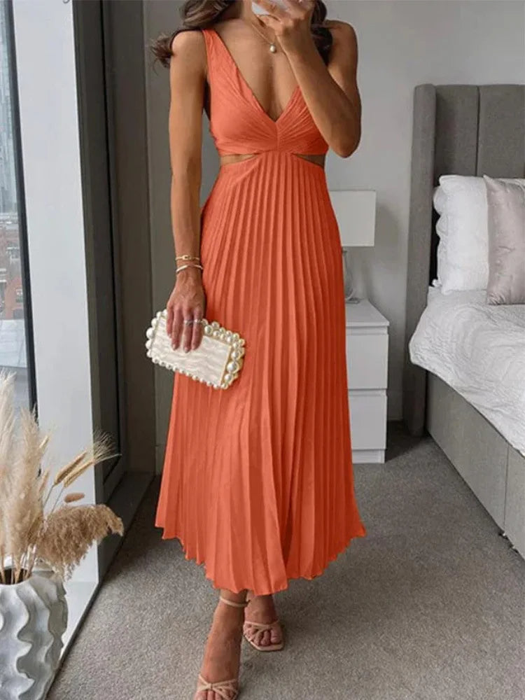 Elegantes ärmelloses Kleid mit offenem Rücken