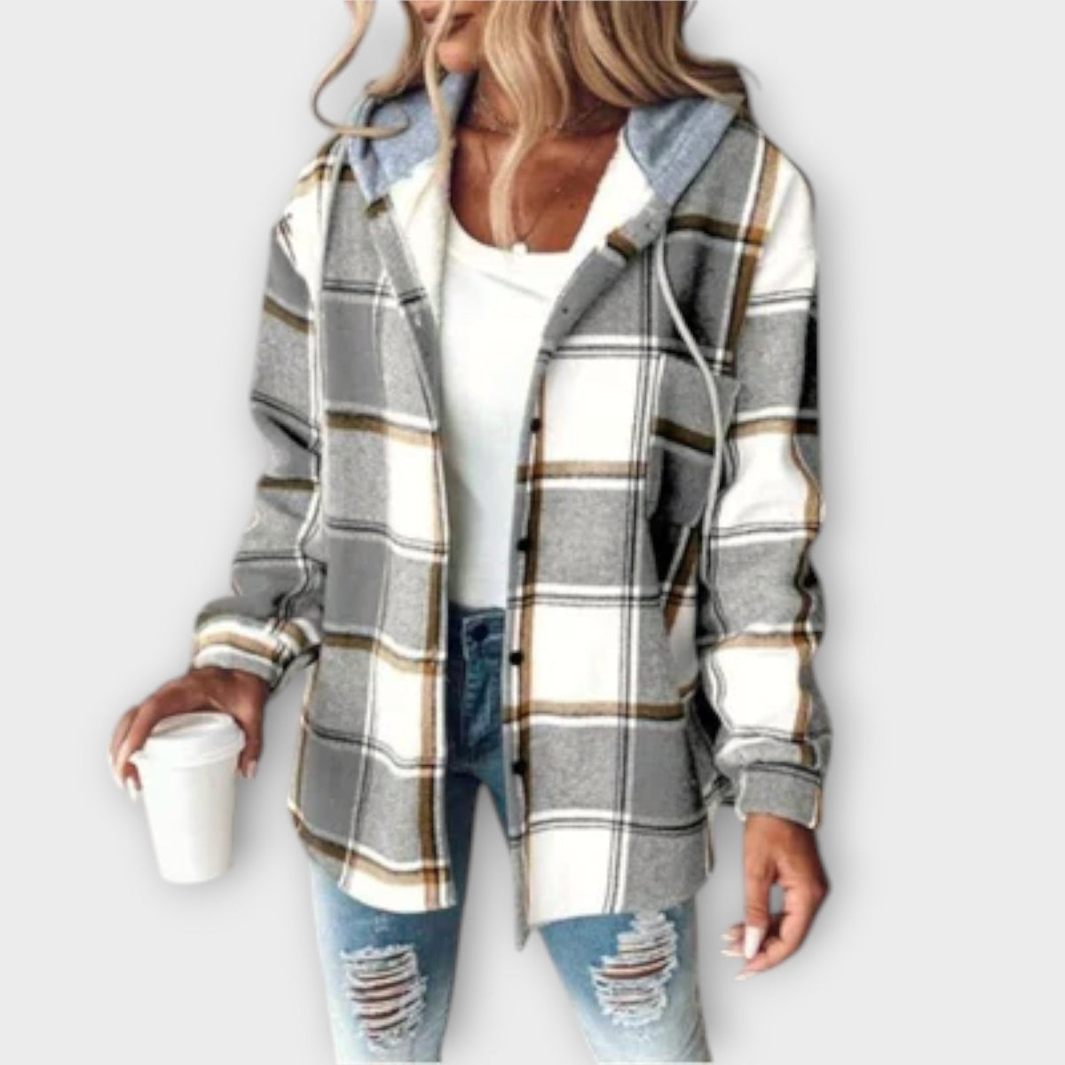 Damen Gemusterter Hoodie mit Kapuze und Taschen