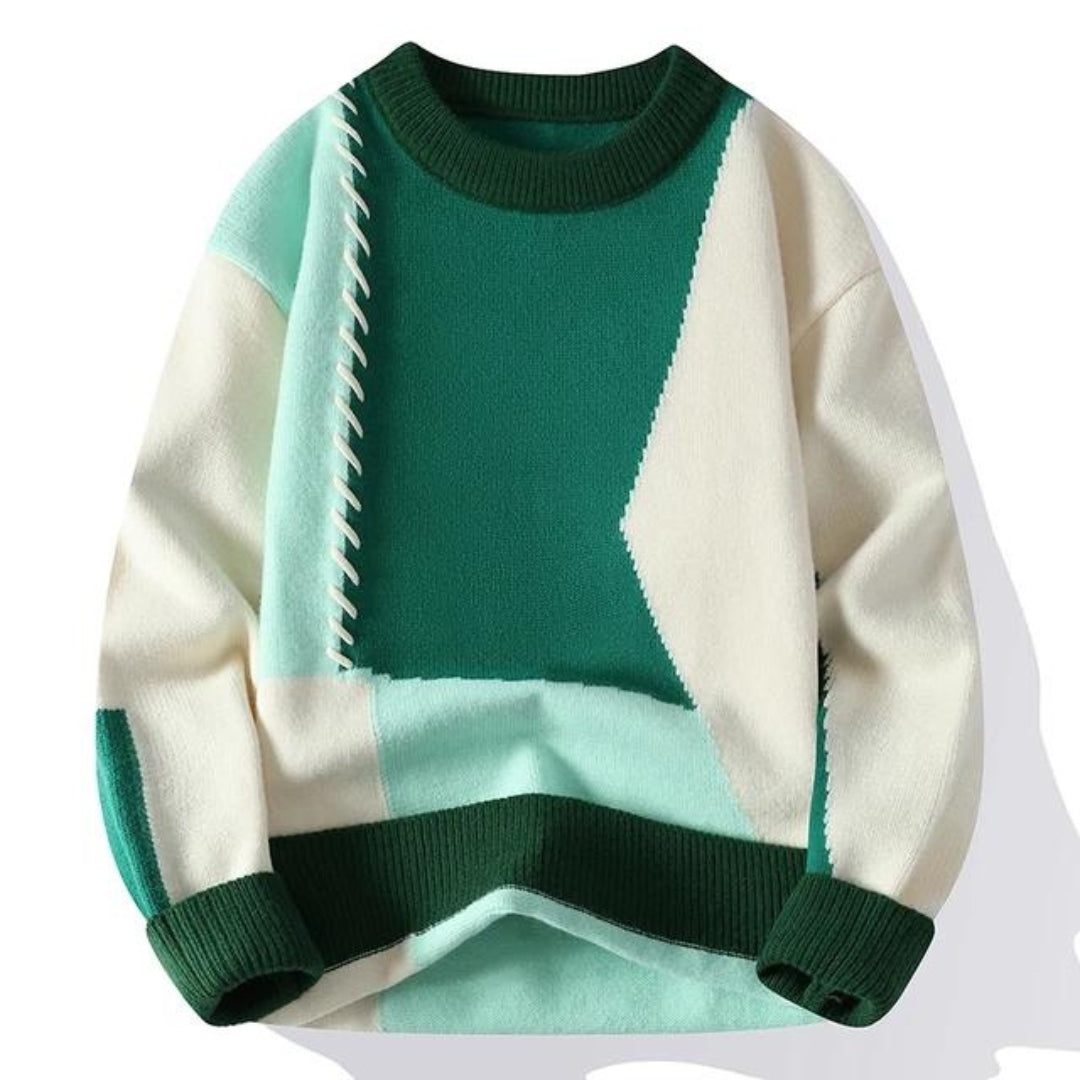Herren Eleganter Pullover mit Patchwork-Design