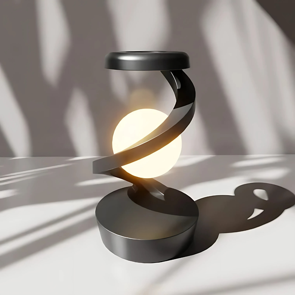 Moderne Spiral-Schreibtischlampe mit warmem Lichtakzent
