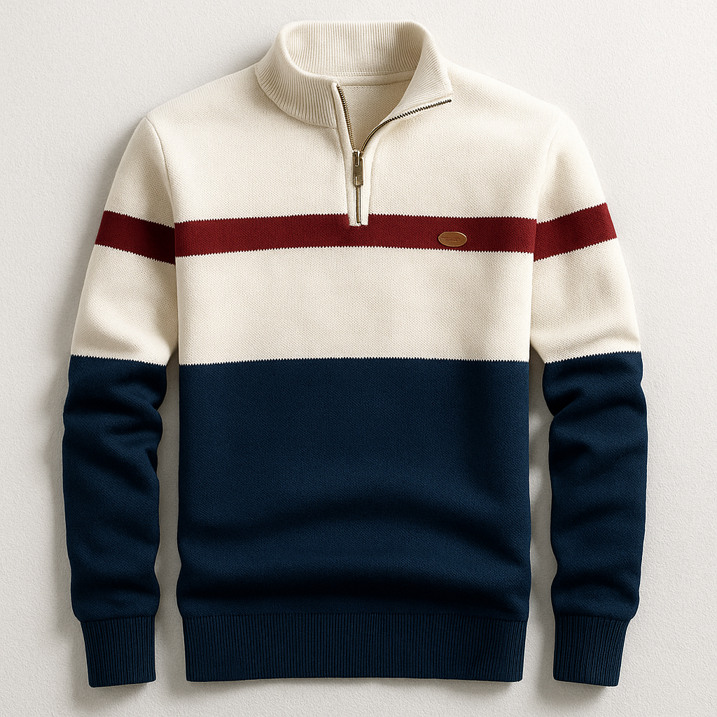 Herren Eleganter Pullover mit Viertel-Reißverschluss