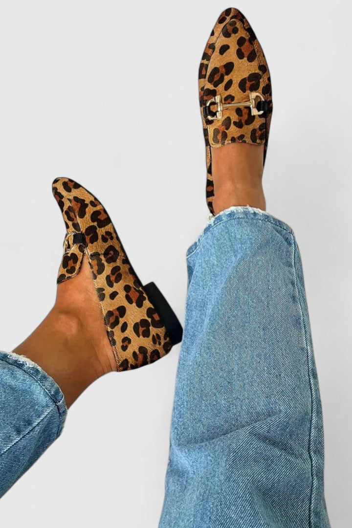 Damen Elegante Loafers mit Leopardenmuster