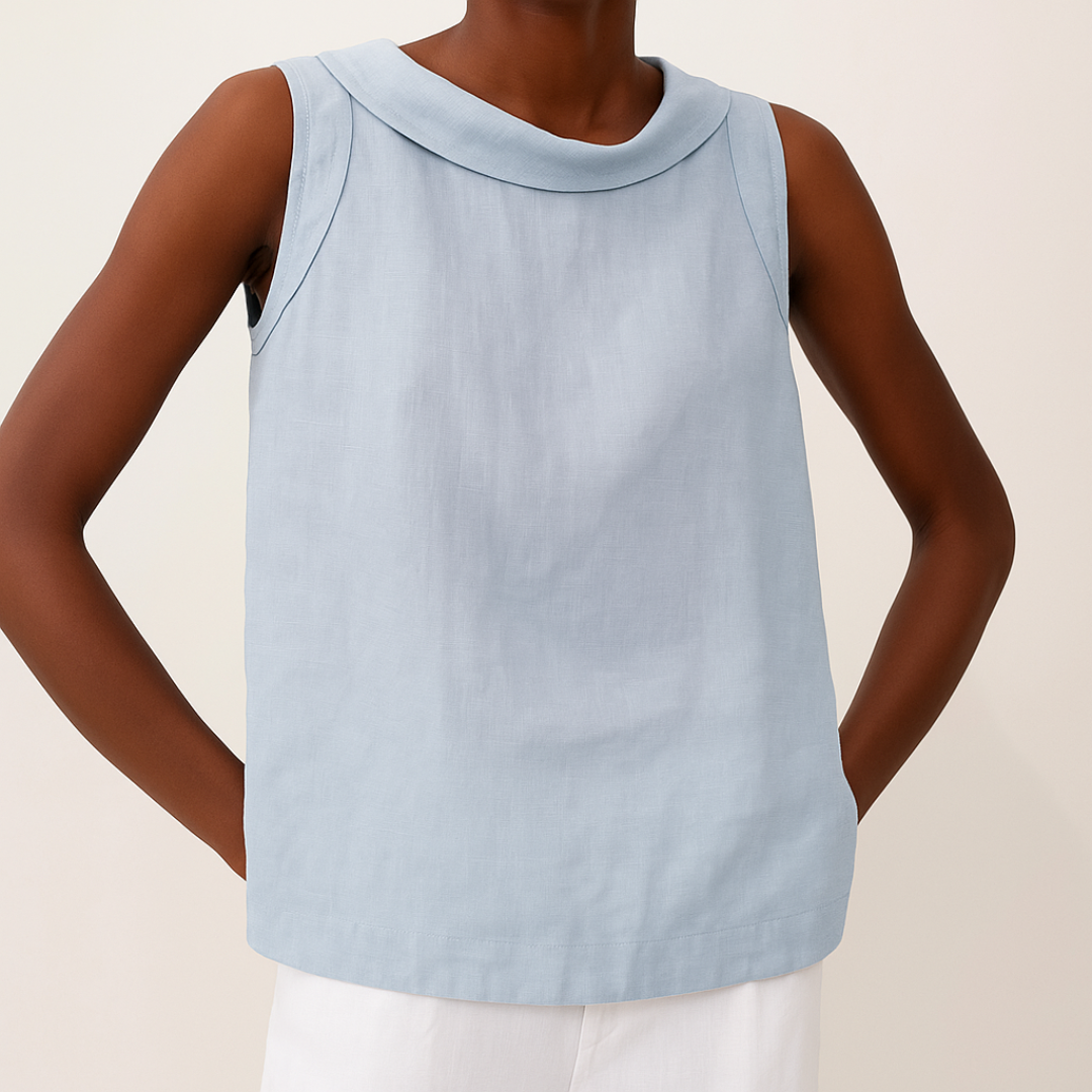 Damen Elegantes Ärmelloses Top mit Plissiertem Kragen