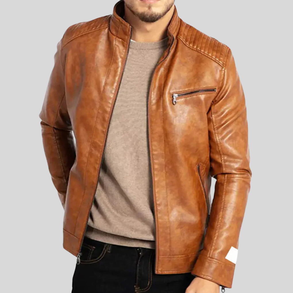 Windabweisende Lederjacke für Herren