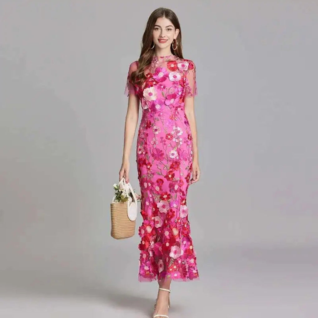 Sommerliches Ballkleid aus bestickter Spitze für Damen