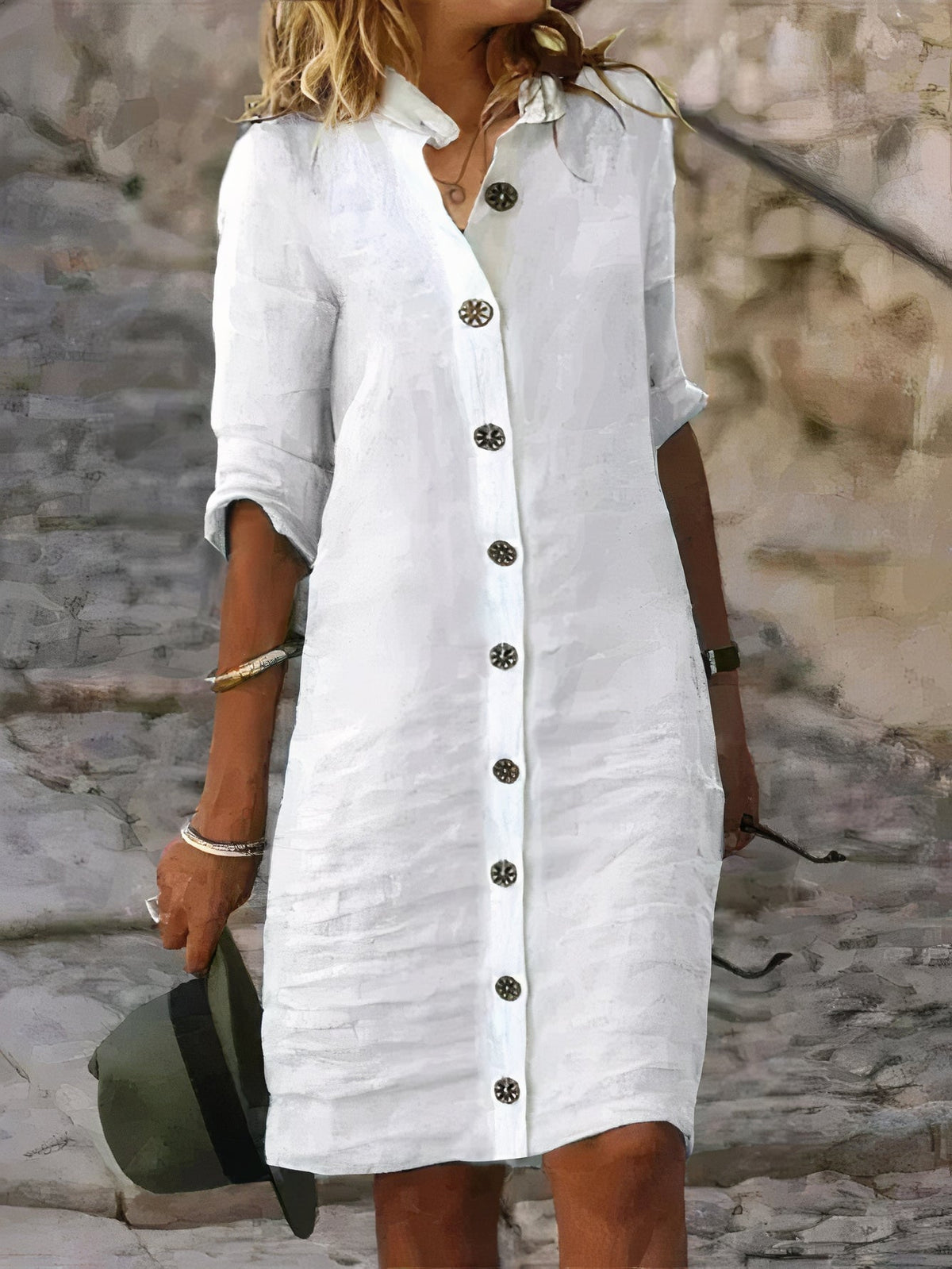 Sommerliches Leinen-Midikleid mit lässigem Chic