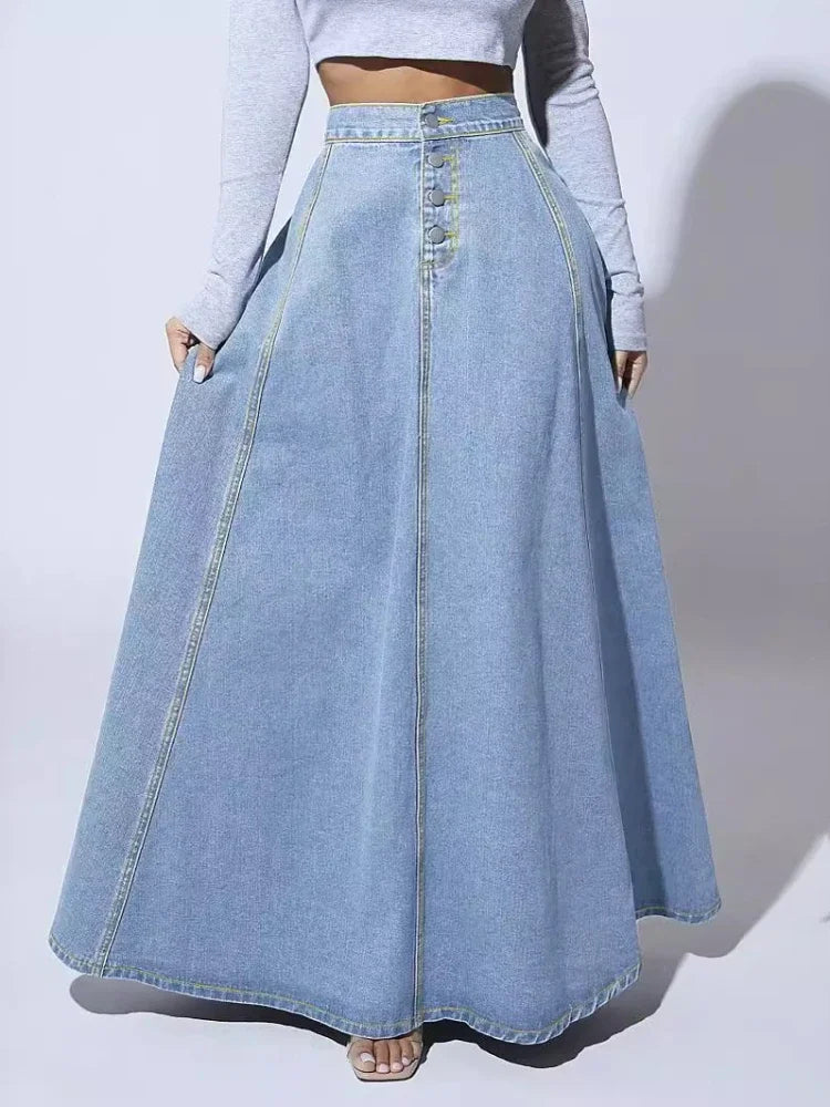 Damen-Jeansrock mit A-Linien-Schnitt und hoher Taille