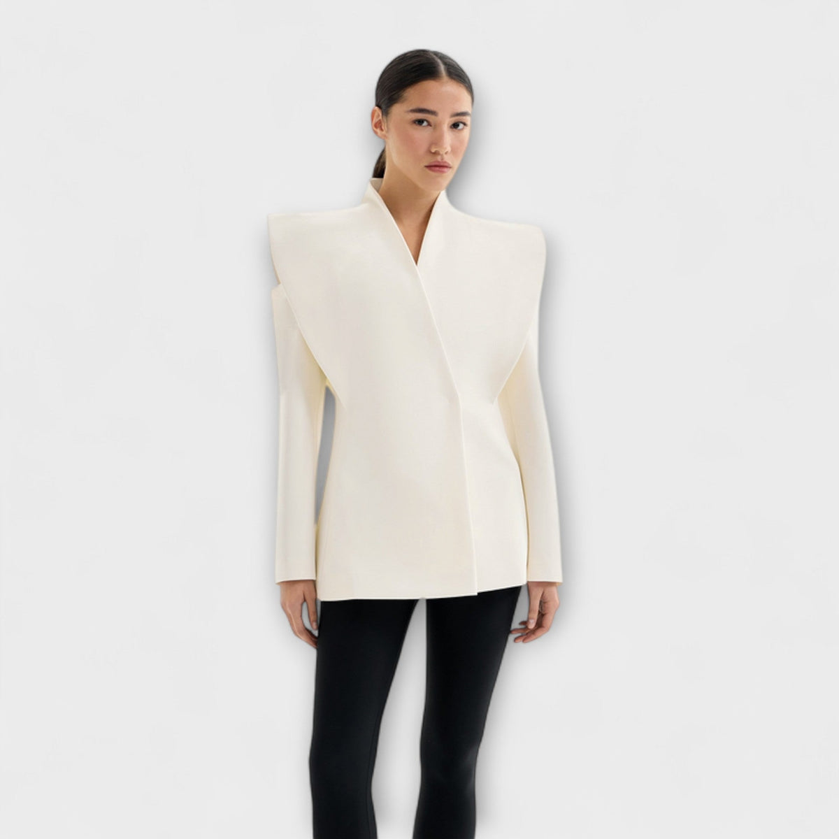 Damen Eleganter Skulpturaler Schulterblazer