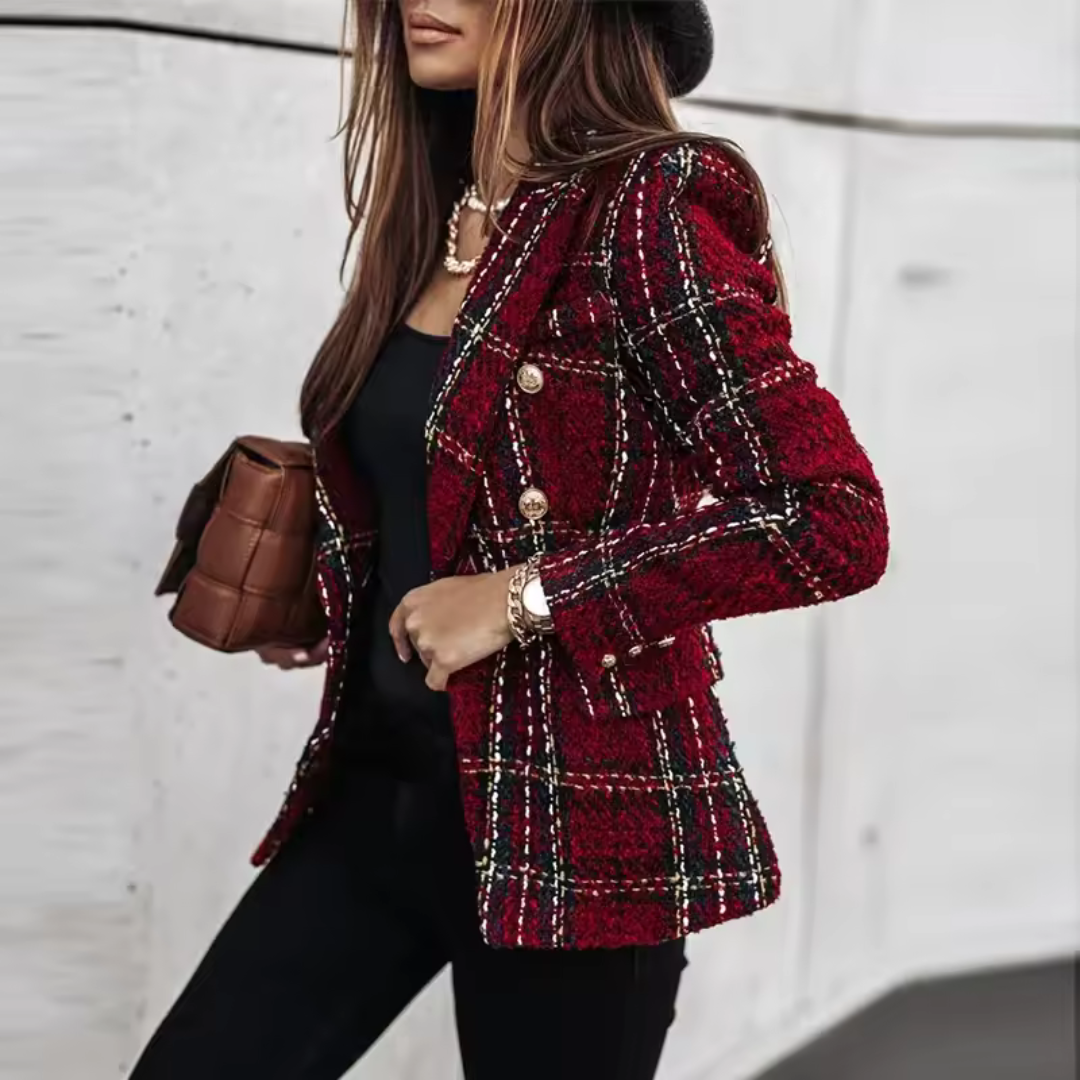 Damen Blazer mit Muster und goldenen Knöpfen