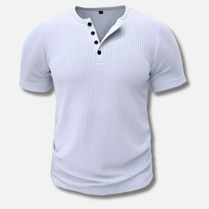 Slim-Fit T-Shirt für Herren mit Knopfverschluss