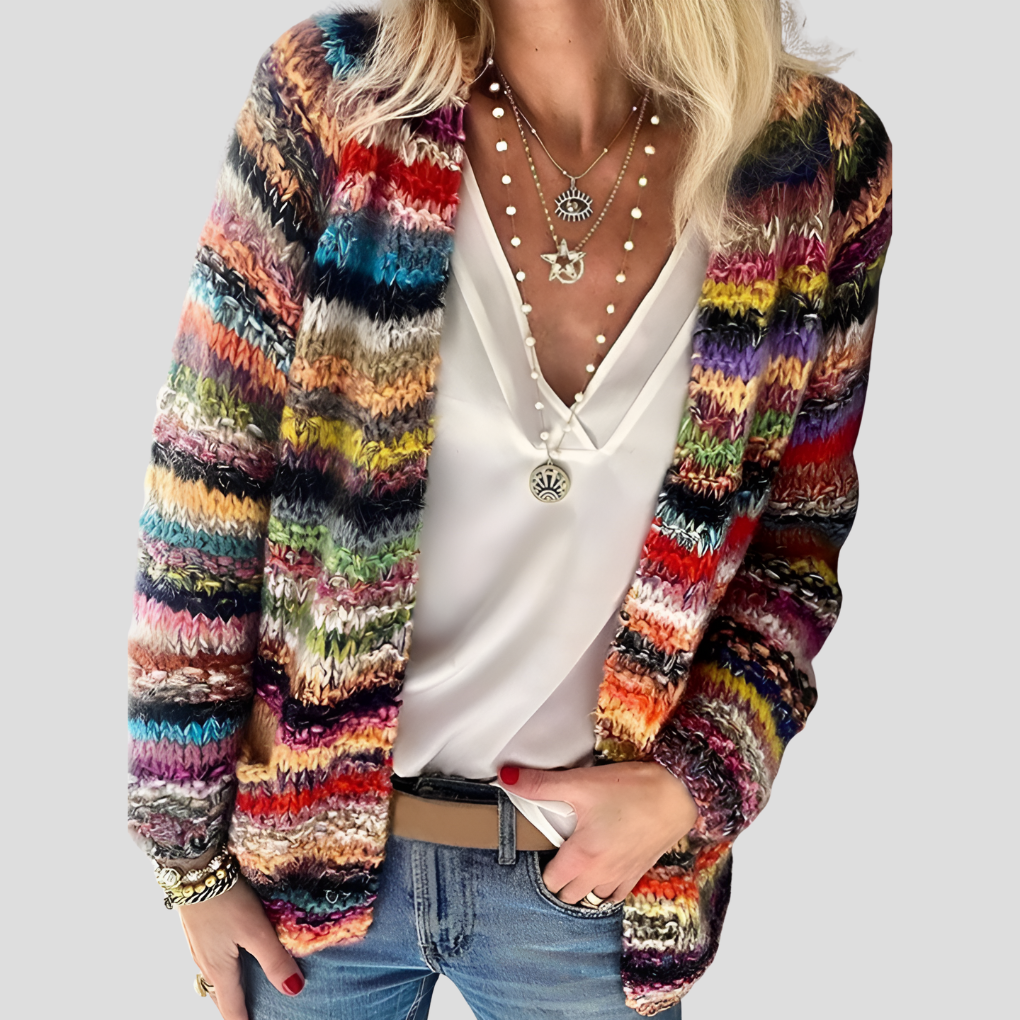 Gestrickte bunte Strickjacke